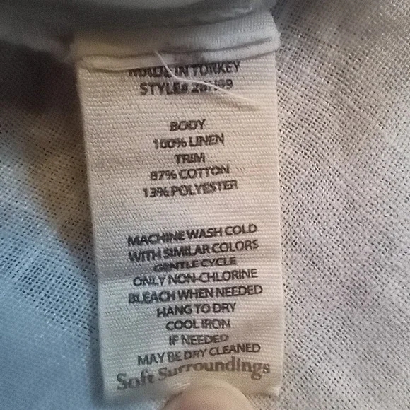 Soft Surroundings 100% Linen Top Blouse Shirt Womens Size XL Ivory Eyelet Sleeve - Picture 11 of 14